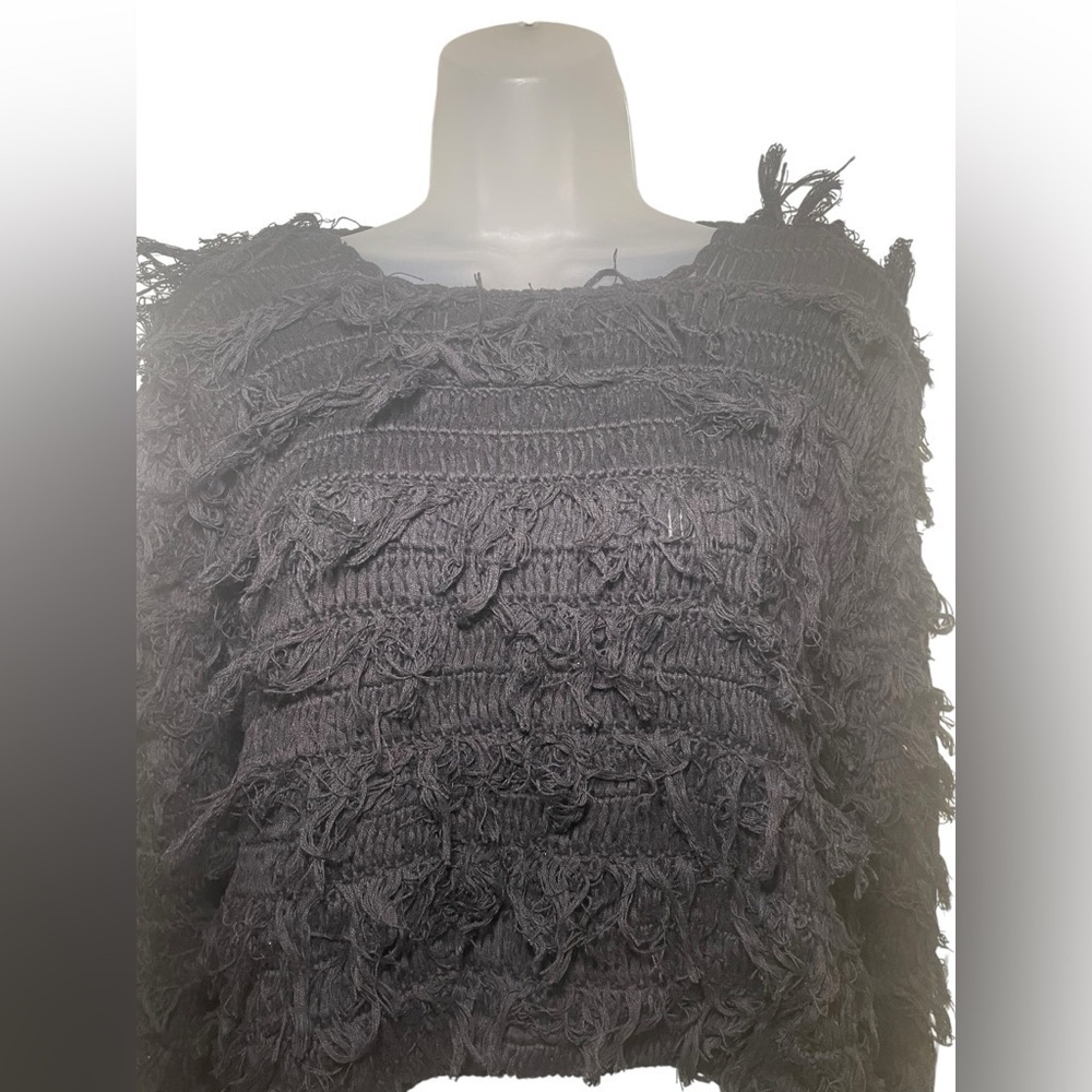 Cleobella Black Fringe Sweater 100% Organic Cotton Size Medium - Picture 5 of 7